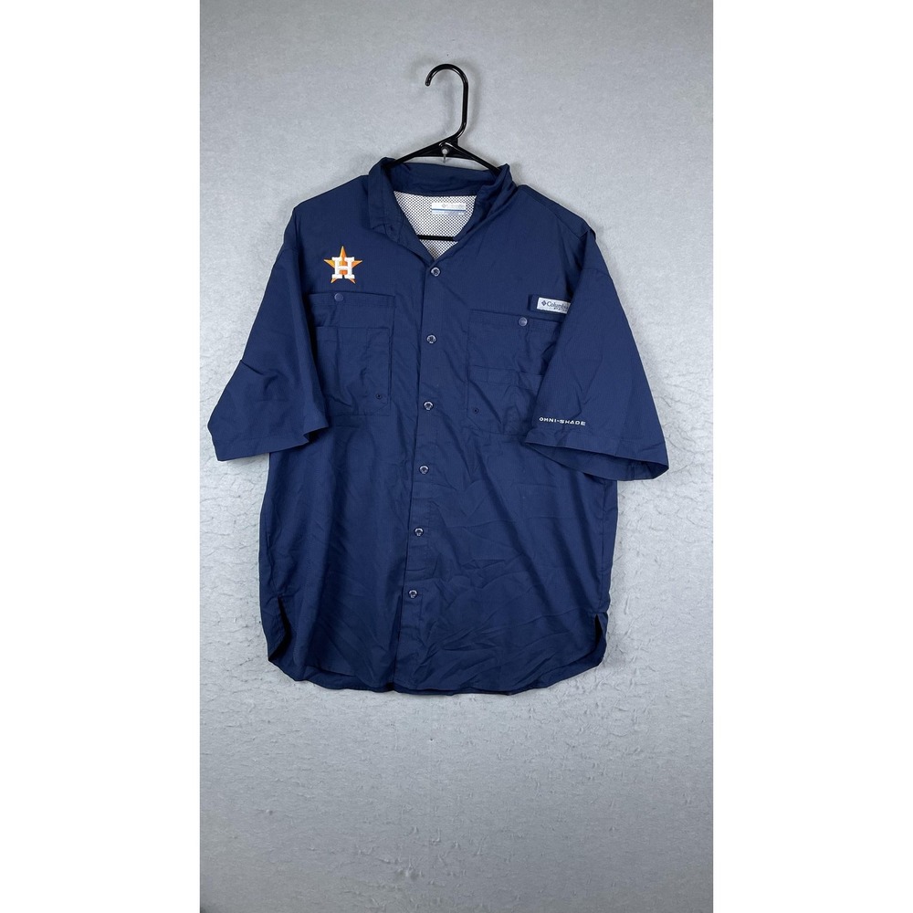 Houston Astros Shirt Mens Medium Navy MLB Baseball Columbia PFG Omni Shade‎